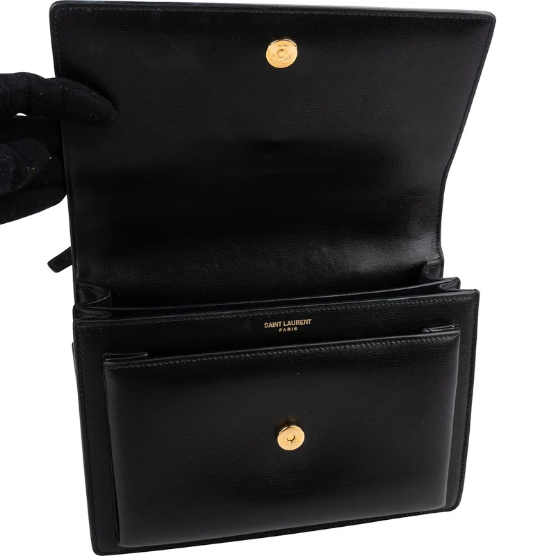Saint Laurent Black Leather Sunset Medium Crossbody Bag