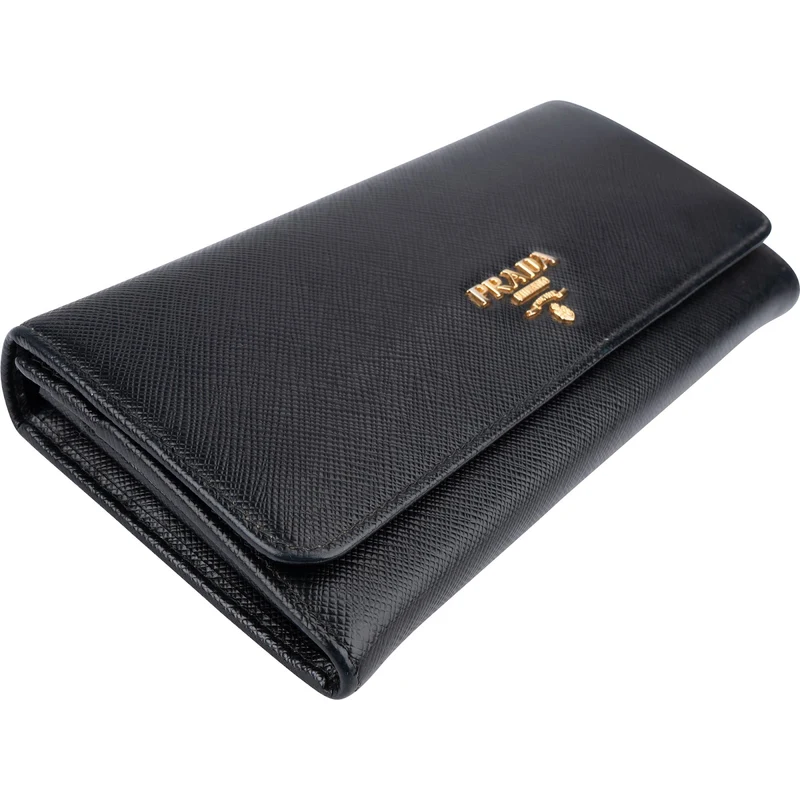 Prada Black Saffiano Leather Continental Wallet