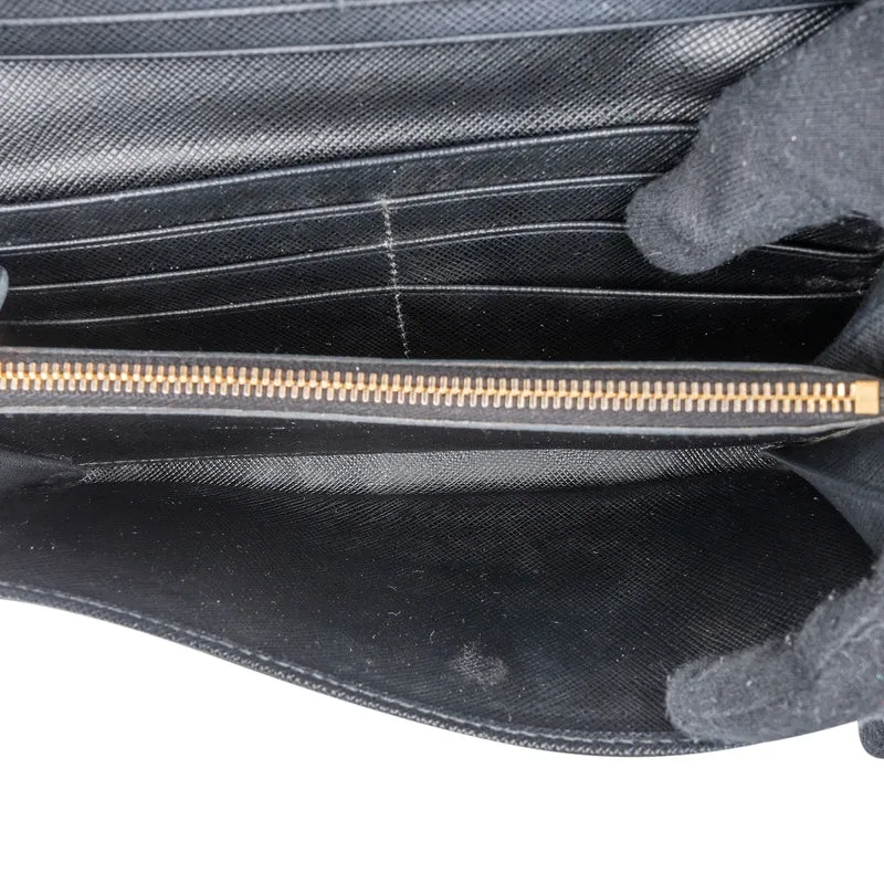 Prada Black Saffiano Leather Continental Wallet