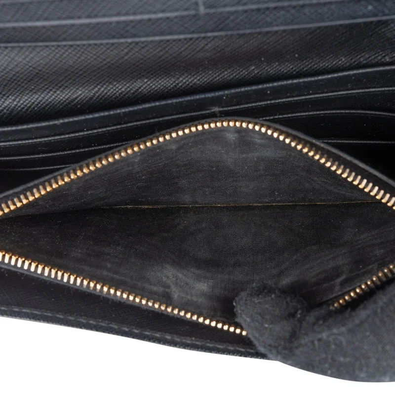 Prada Black Saffiano Leather Continental Wallet