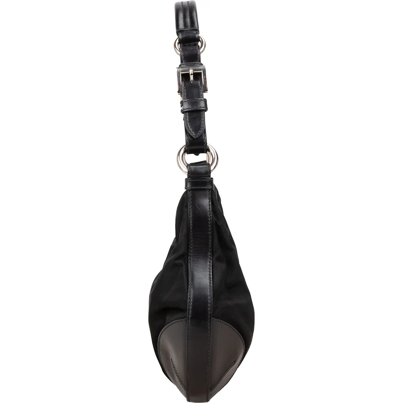 Prada Tessuto and Leather Triangle Hobo Shoulder Bag