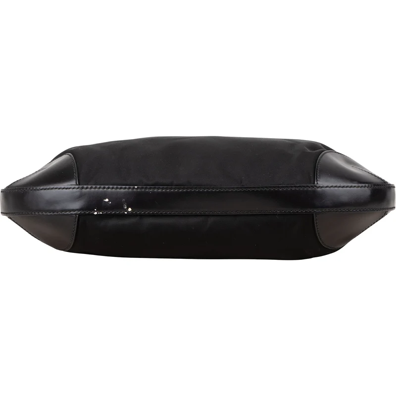 Prada Tessuto and Leather Triangle Hobo Shoulder Bag