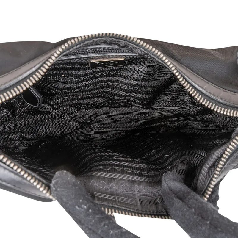 Prada Tessuto and Leather Triangle Hobo Shoulder Bag