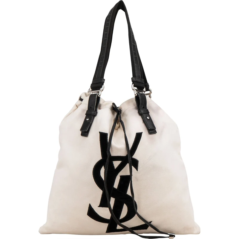 Yves Saint Laurent Canvas Kahala Drawstring Tote Shoulder Bag