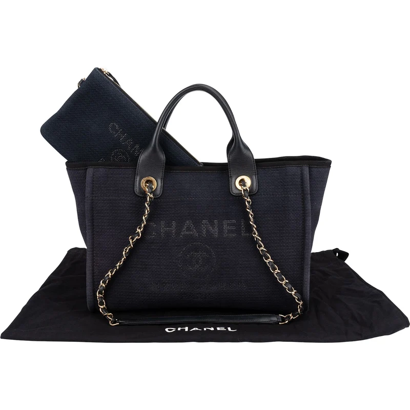 Chanel Canvas Deauville Small Tote Shoulder Bag