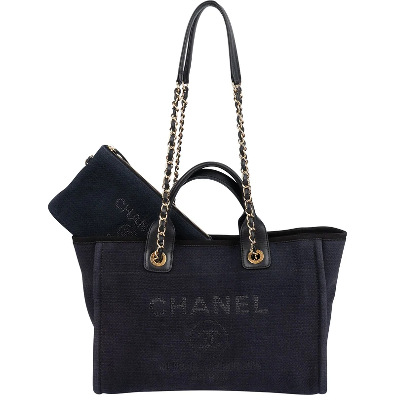 Chanel Canvas Deauville Small Tote Shoulder Bag