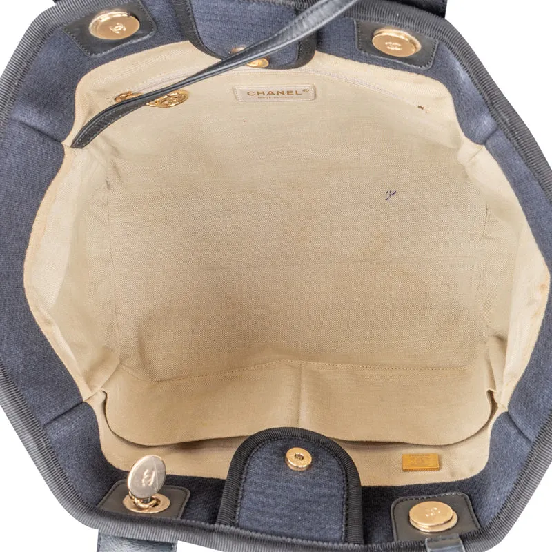 Chanel Canvas Deauville Small Tote Shoulder Bag