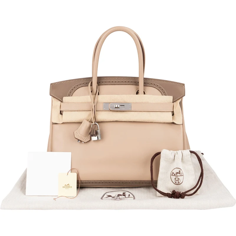 Hermès Swift Blanc & Gris Perle Palladium Birkin 30 Handbag
