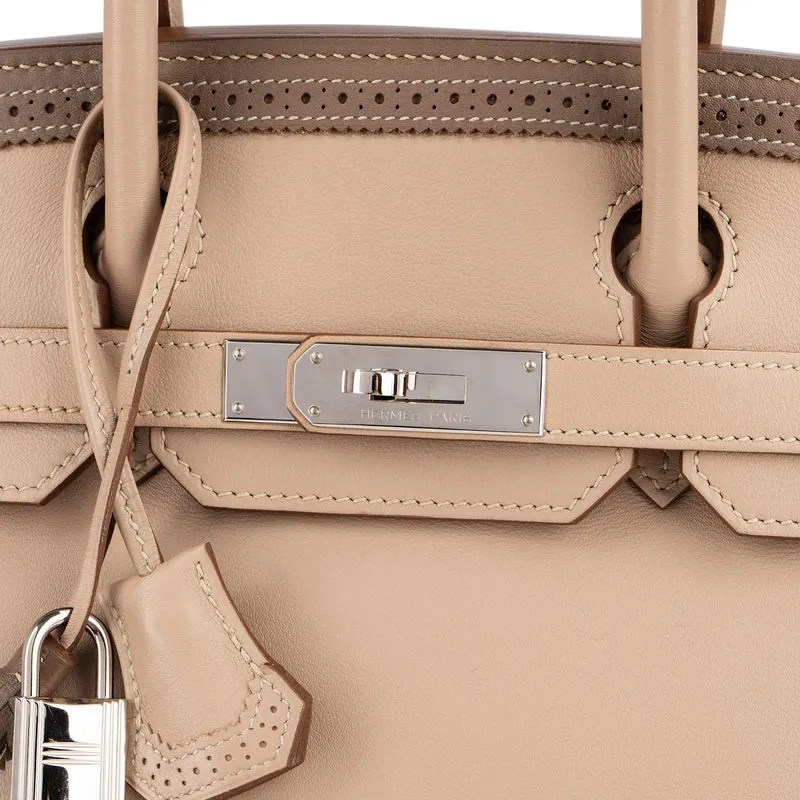 Hermès Swift Blanc & Gris Perle Palladium Birkin 30 Handbag