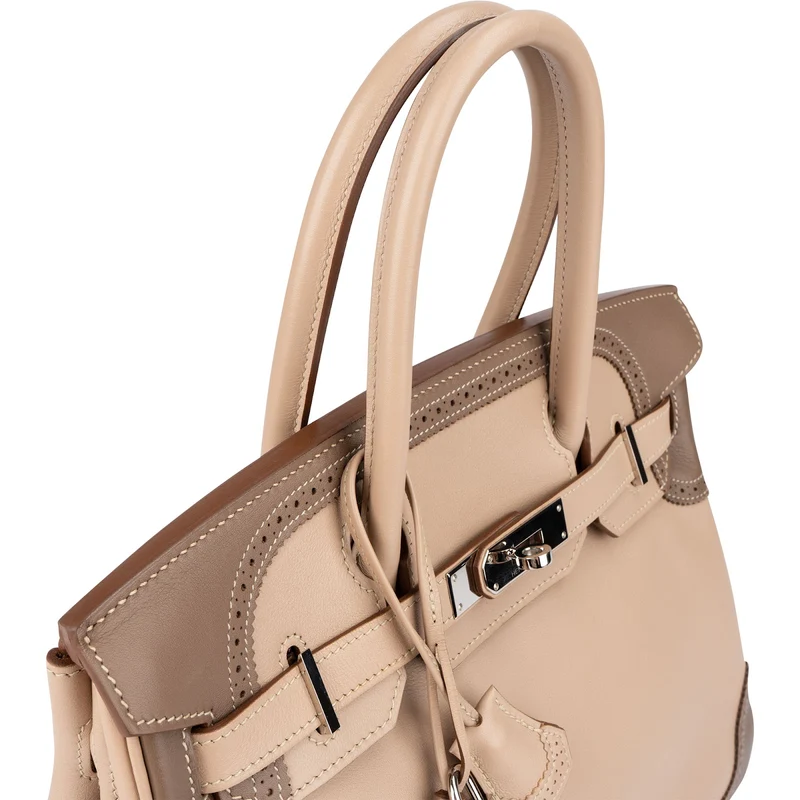 Hermès Swift Blanc & Gris Perle Palladium Birkin 30 Handbag