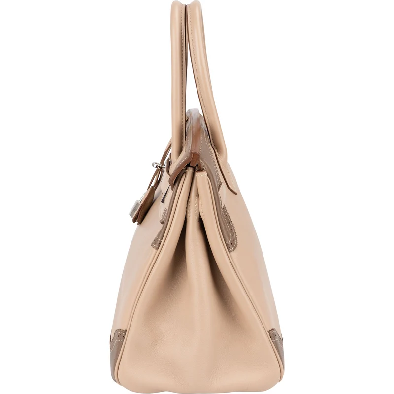 Hermès Swift Blanc & Gris Perle Palladium Birkin 30 Handbag