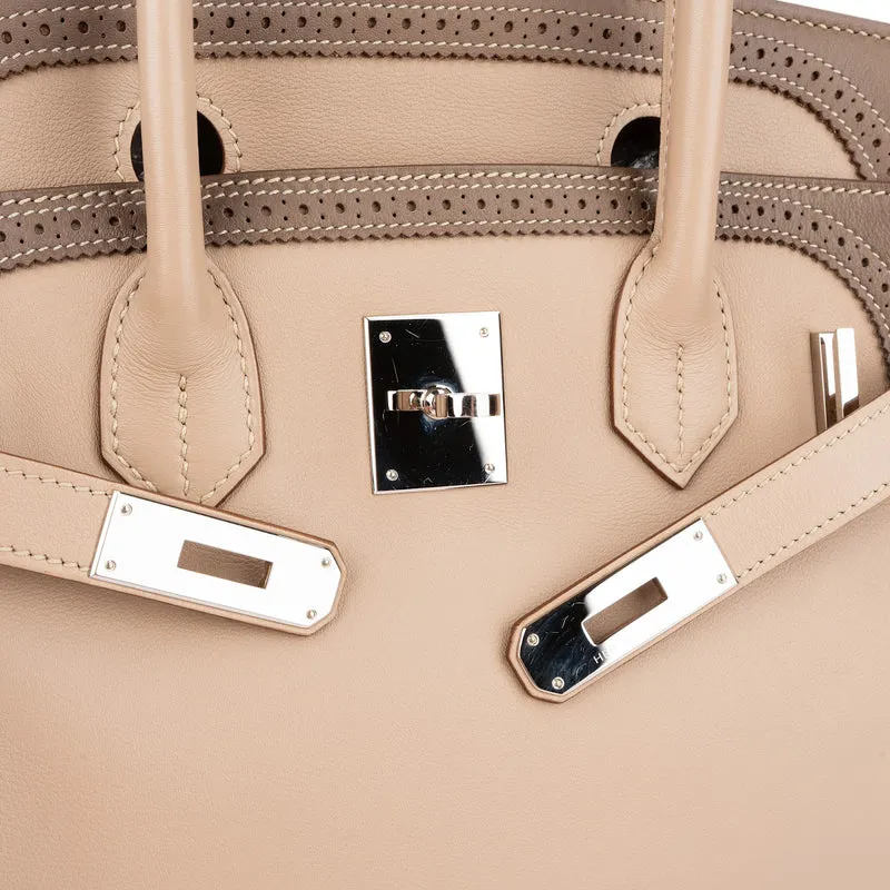 Hermès Swift Blanc & Gris Perle Palladium Birkin 30 Handbag