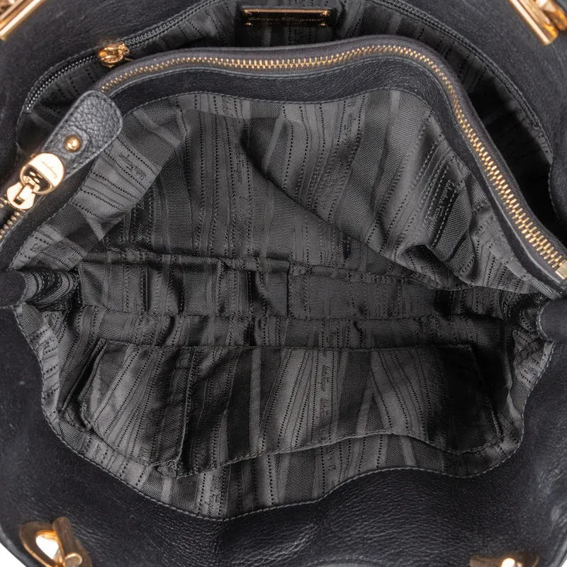 Salvatore Ferragamo Pebbled Leather Gancini Tote Shoulder Bag