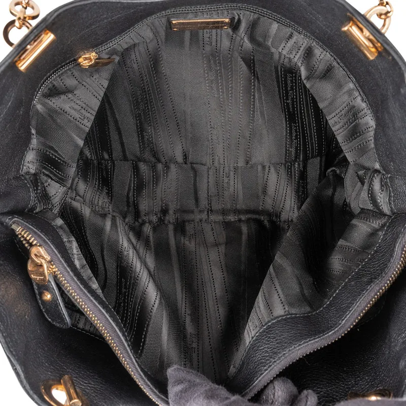 Salvatore Ferragamo Pebbled Leather Gancini Tote Shoulder Bag