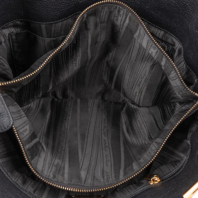 Salvatore Ferragamo Pebbled Leather Gancini Tote Shoulder Bag