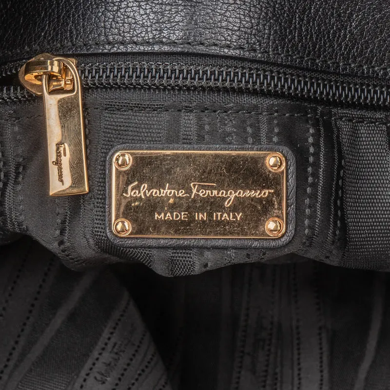Salvatore Ferragamo Pebbled Leather Gancini Tote Shoulder Bag