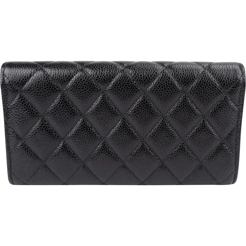 Chanel Quilted Caviar Leather Classic Flap CC Wallet