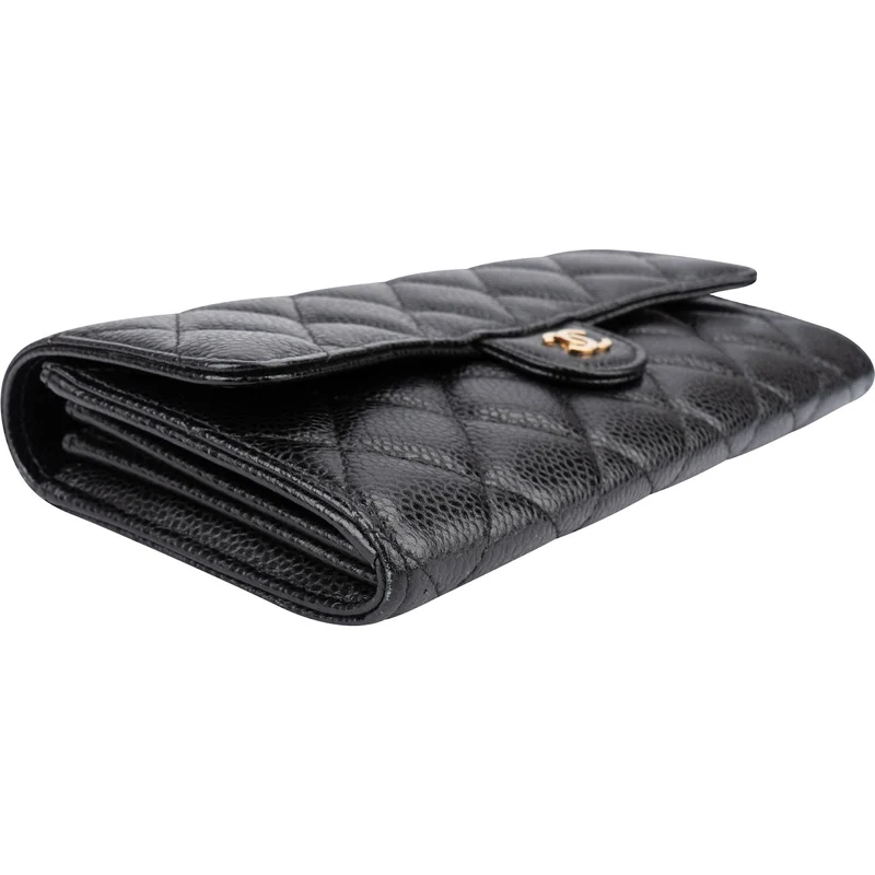 Chanel Quilted Caviar Leather Classic Flap CC Wallet