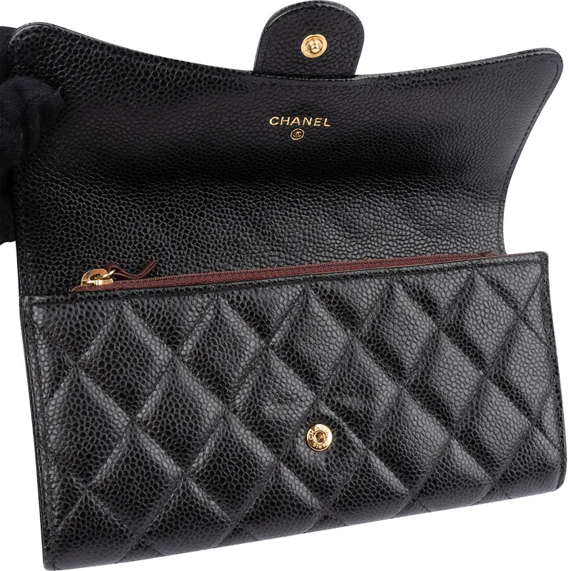 Chanel Quilted Caviar Leather Classic Flap CC Wallet