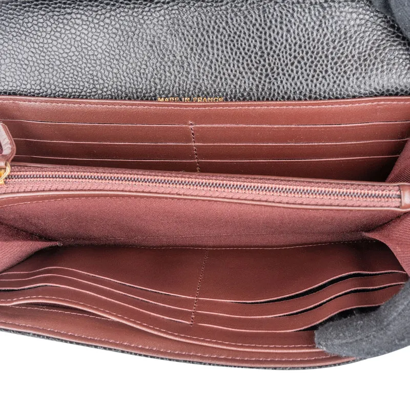 Chanel Quilted Caviar Leather Classic Flap CC Wallet