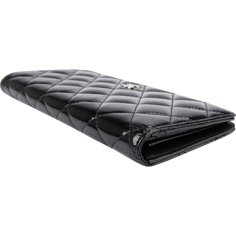 Chanel Quilted Patent Leather Timeless CC Long Flap Wallet