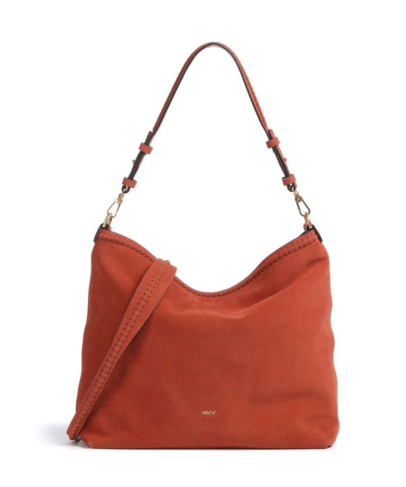 Abro Suede Signature Beuteltasche dark orange