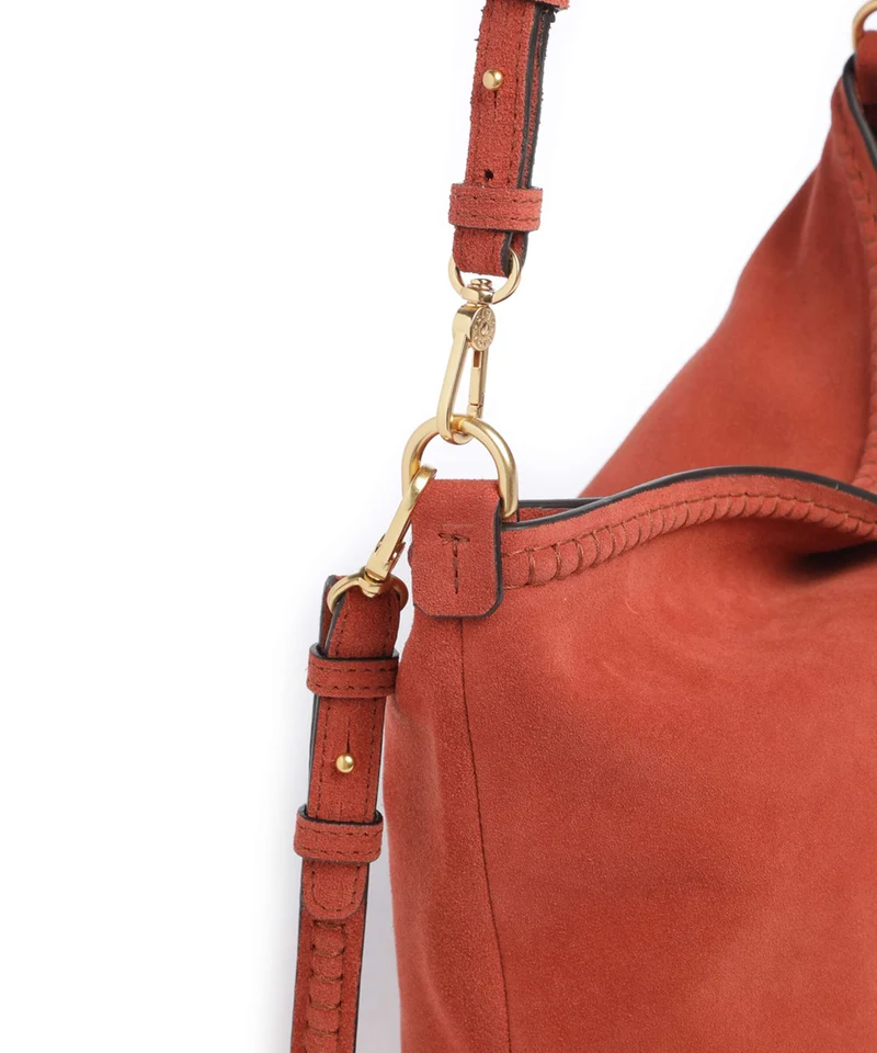 Abro Suede Signature Beuteltasche dark orange