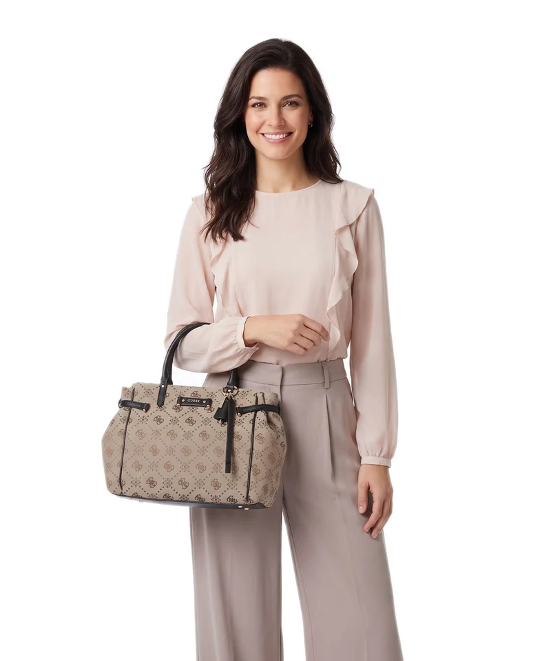 Guess Dorothy Girlfriend Handtasche latte logo/black