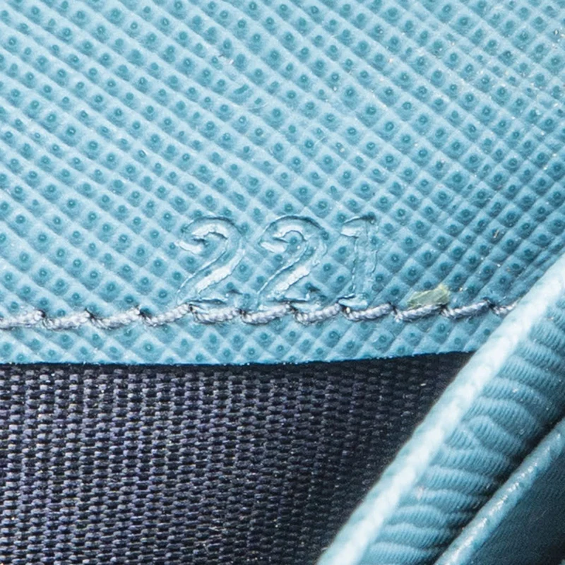Prada Blue Saffiano Leather Zip Around Wallet