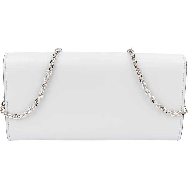 Fendi Blue Leather Studded Emblem Wallet On Chain Crossbody Bag