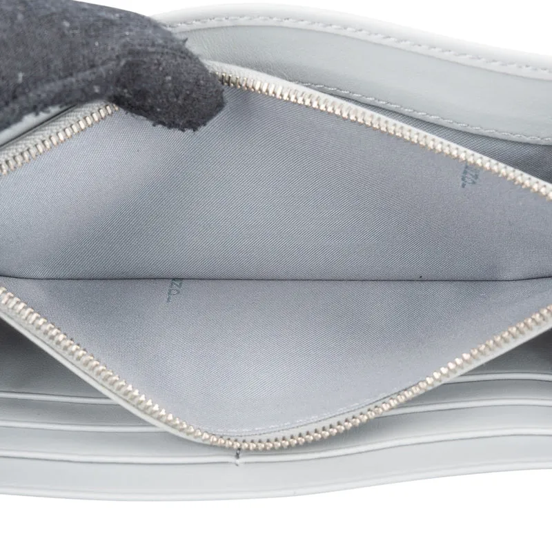 Fendi Blue Leather Studded Emblem Wallet On Chain Crossbody Bag