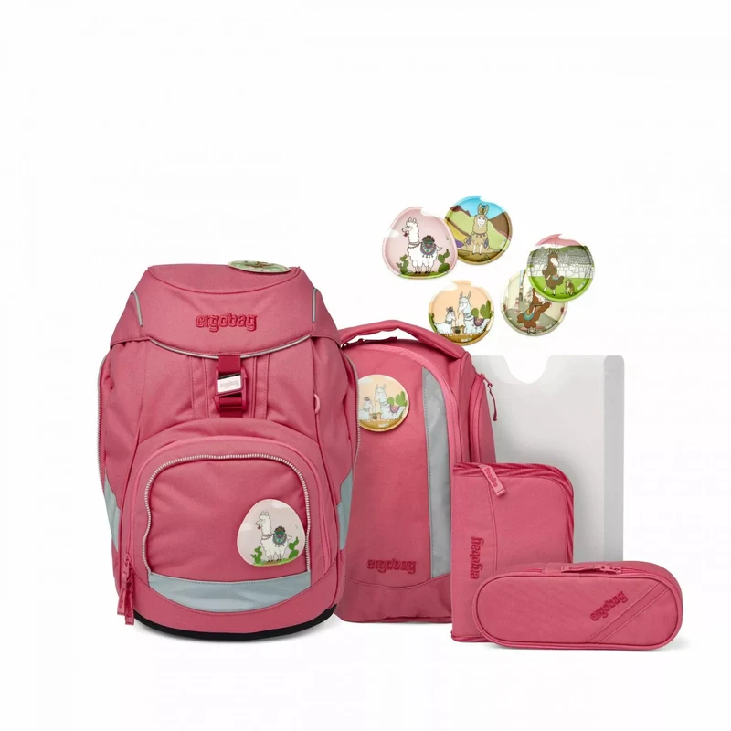 Schulrucksack Set Pack 6tlg. Lamas in Bärjamas Eco Hero Edition Rosa