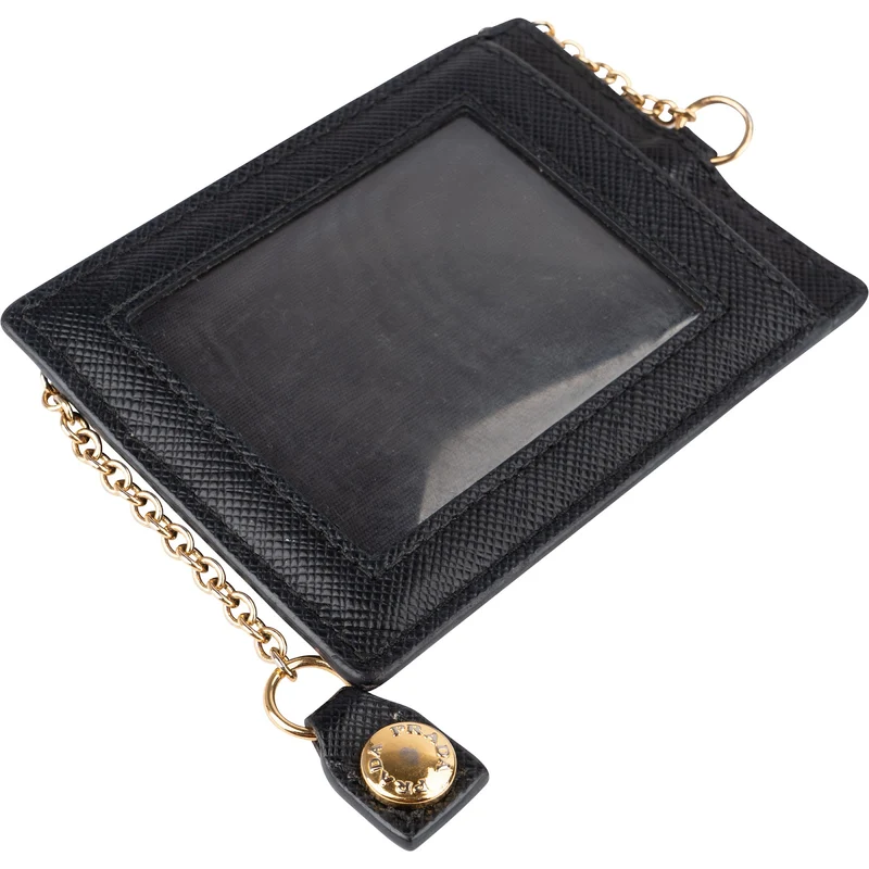 Prada Saffiano Leather Chain Clip Cardholder