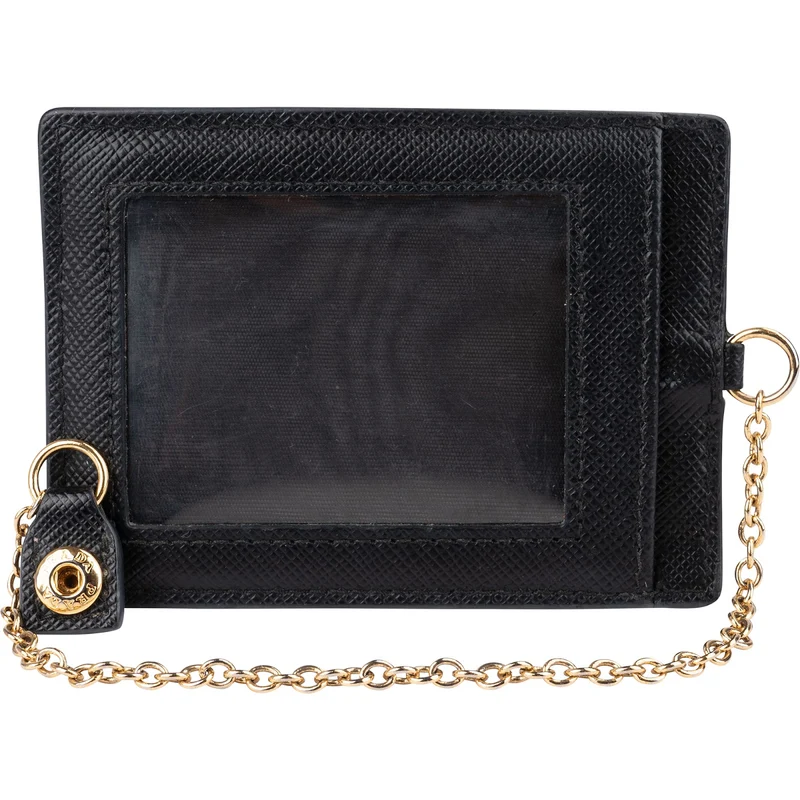 Prada Saffiano Leather Chain Clip Cardholder