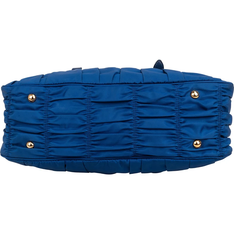 Prada Blue Tessuto Gaufre Satchel Handbag
