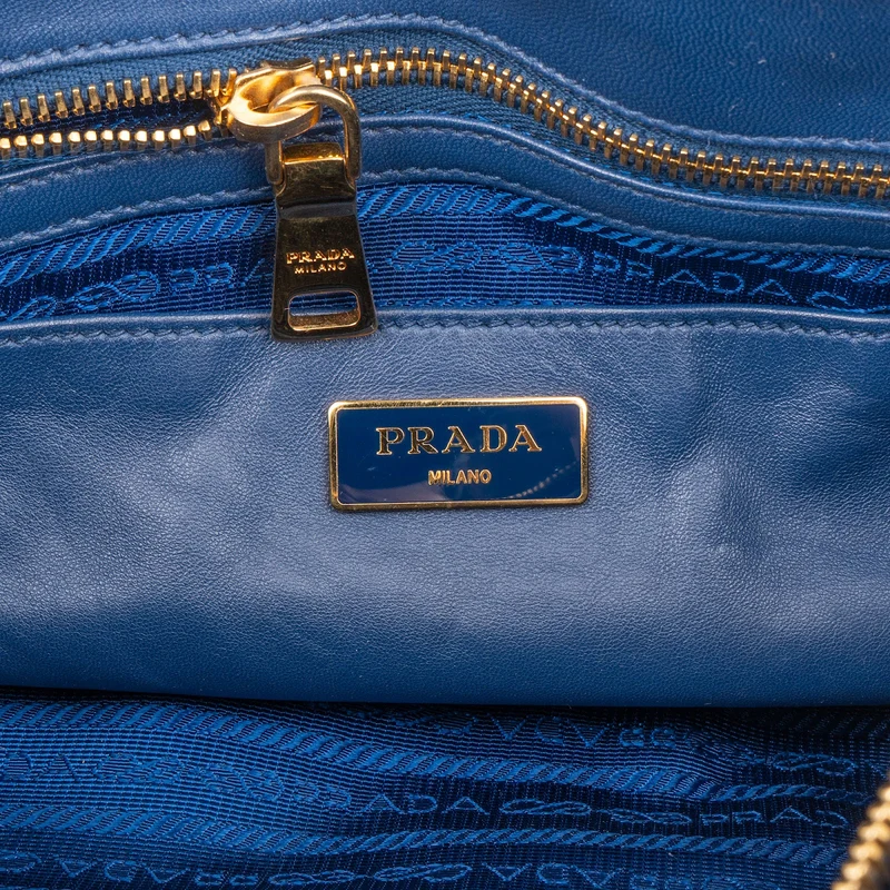 Prada Blue Tessuto Gaufre Satchel Handbag