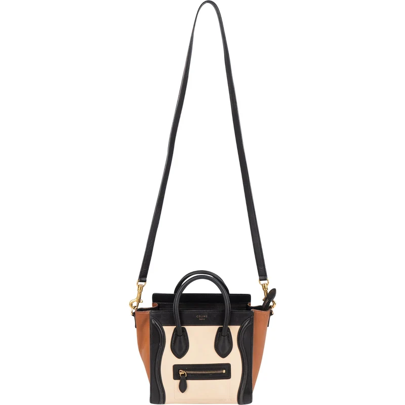 Céline Tricolor Leather Luggage Handbag