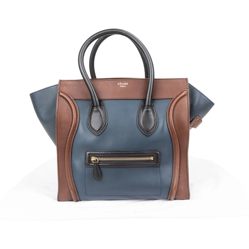 Céline Tricolor Leather Luggage Handbag