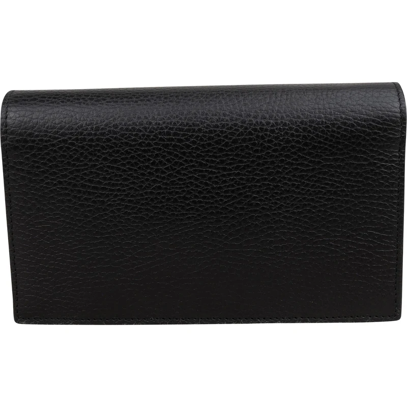 Gucci Black Leather Interlocking GG Wallet On Chain Crossbody Bag