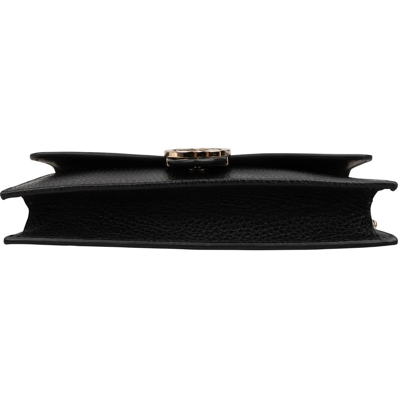 Gucci Black Leather Interlocking GG Wallet On Chain Crossbody Bag