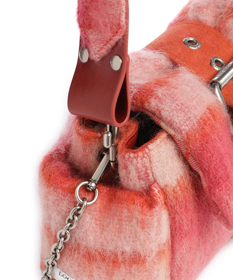 Vivienne Westwood Hazel Treasure Tartan Mohair Schultertasche fraser pink