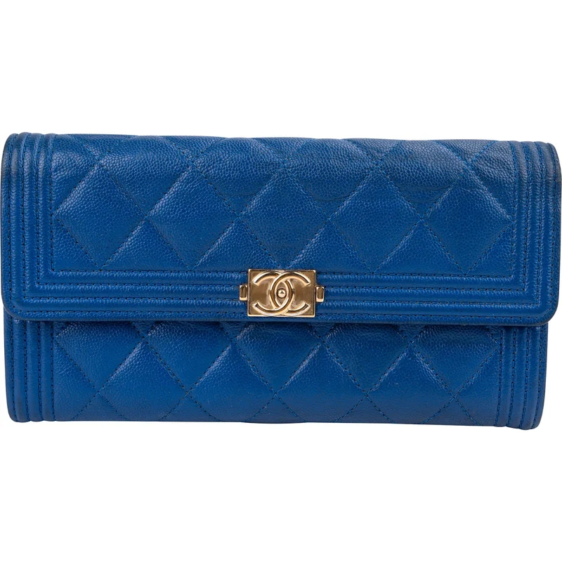 Chanel Quilted Caviar Leather Boy Flap Wallet