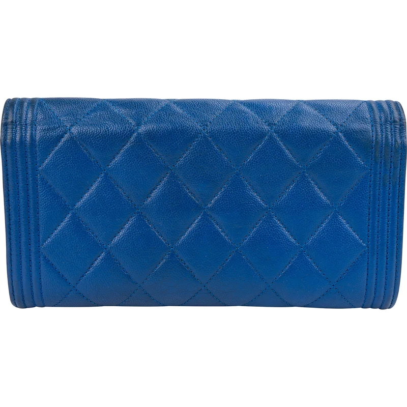 Chanel Quilted Caviar Leather Boy Flap Wallet