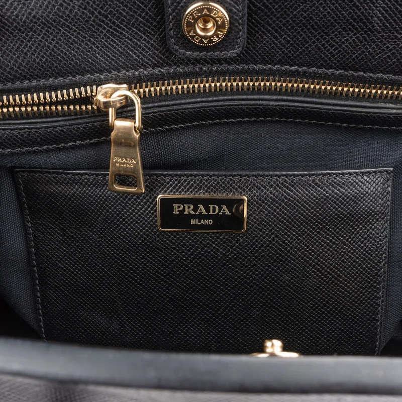 Prada Saffiano Bicolor Leather City Tote Handbag