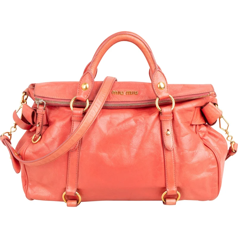Miu Miu Vitello Lux Leather Bow Satchel Handbag