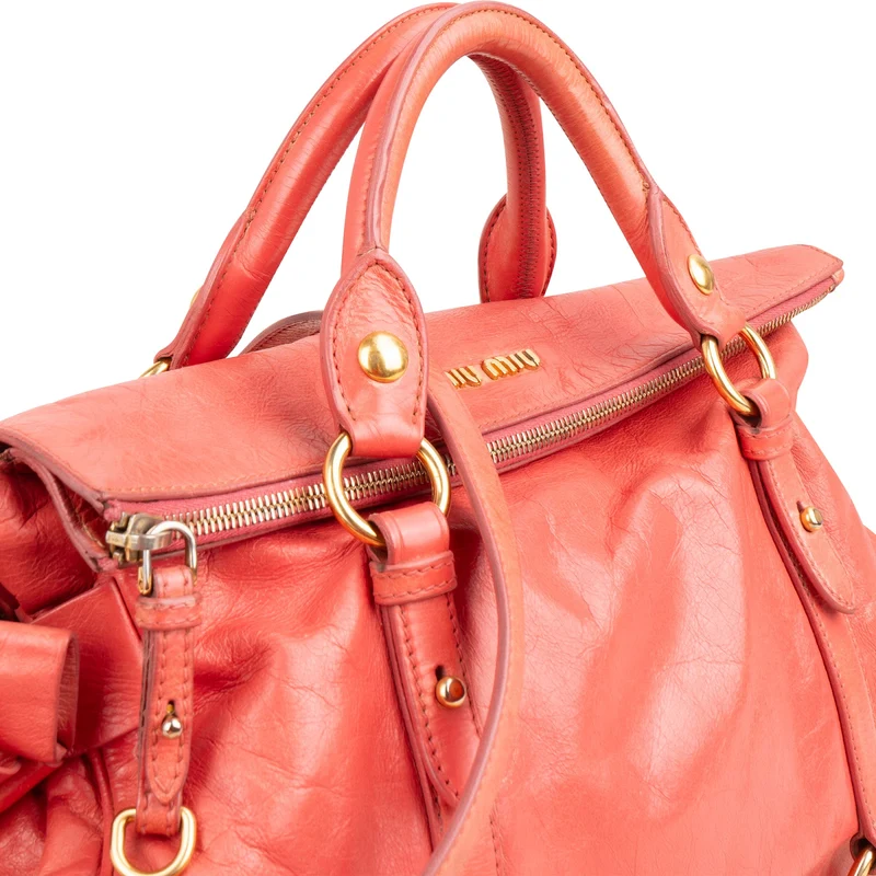 Miu Miu Vitello Lux Leather Bow Satchel Handbag
