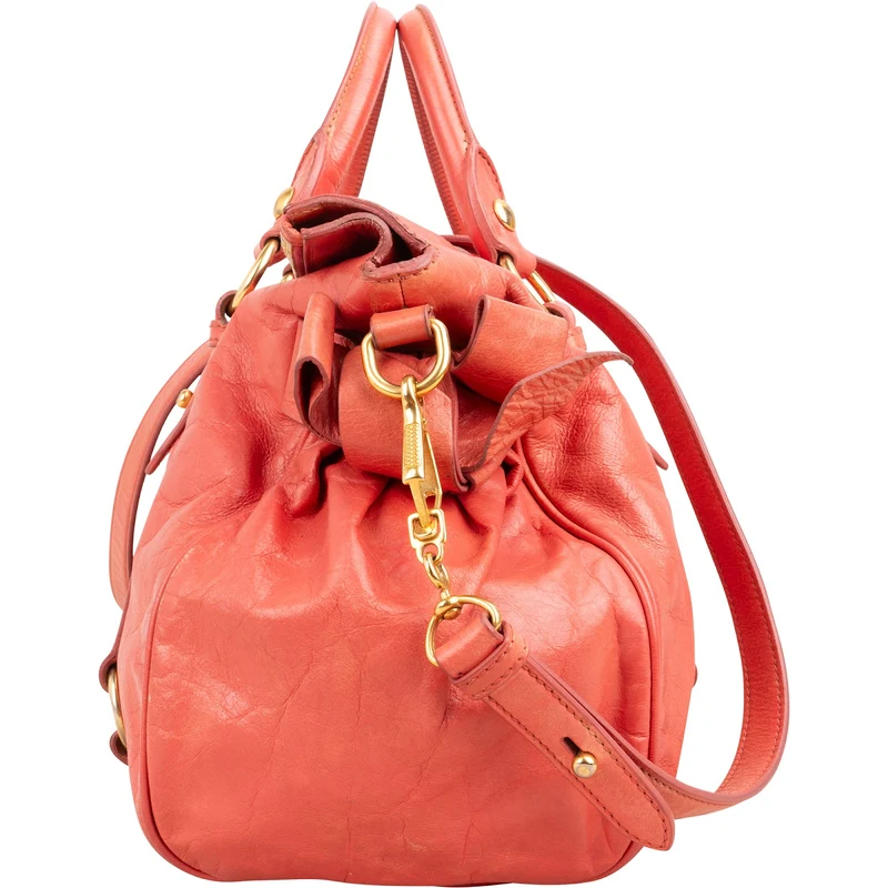 Miu Miu Vitello Lux Leather Bow Satchel Handbag