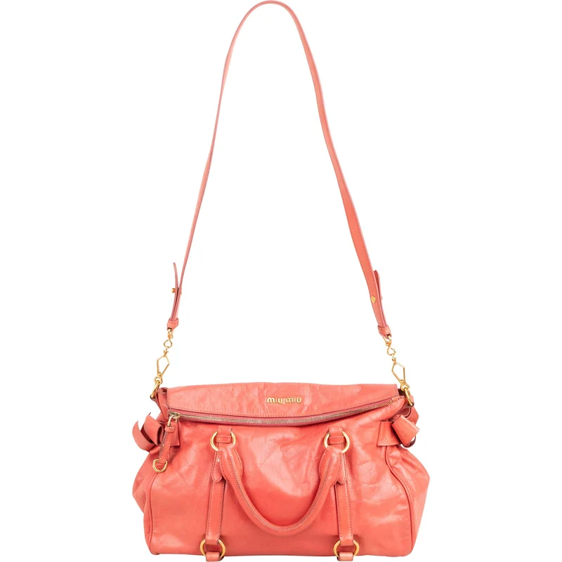Miu Miu Vitello Lux Leather Bow Satchel Handbag