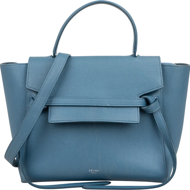 Céline Blue Grained Calfskin Small Belt Handbag