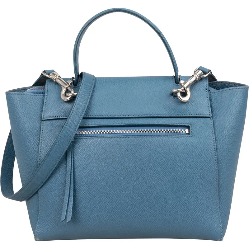 Céline Blue Grained Calfskin Small Belt Handbag